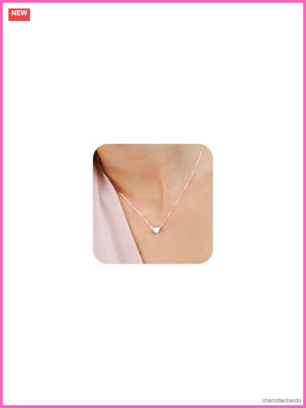 18KGP Heart Pendant Necklace with Box Chain & Lobster Clasp